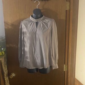 Allegra K Women’s Long Sleeve Mock Neck Blouse – Gray – Size S – New With Tag